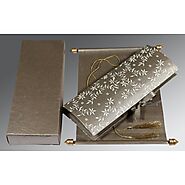 GREY HANDMADE SHIMMER WEDDING INVITATION : CSC-5007A - IndianWeddingCards