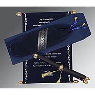MIDNIGHT BLUE VELVET WEDDING INVITATION : CSC-5004F - IndianWeddingCards