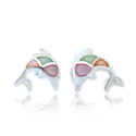 925 Sterling Silver Multi-Colored Mother of Pearl Shell Dolphin Fish Post Stud Earrings 11 mm Fashion Jewelry for Wom...