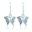 925 Sterling Silver Multi-Colored Mother of Pearl Shell Butterfly Dangle Hook Earrings Fashion Jewelry for Women, Tee...