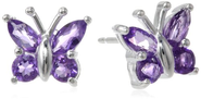Sterling Silver Amethyst Butterfly Earrings