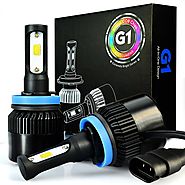 JDM ASTAR G1 8000 Lumens Extremely Bright COB Chips H11 H9 H8 All-in-One LED Headlight Bulbs Conversion Kit, Xenon White