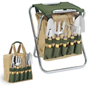 Amazon.com: Picnic Time 5-Piece Garden Tool Set With Tote And Folding Seat: Patio, Lawn & Garden