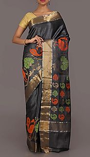 Shop for traditional ghicha handloom silk sarees online from www.shatika.co.in