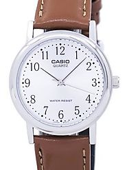 Casio Quartz Silver Dial Brown Leather MTP-1095E-7BDF MTP-1095E-7B Men – Timepiecestowatches.com