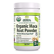 Herbal Secrets USDA Certified Organic Maca Root Powder- 16 oz (1 lb)- GMO FREE- Supports Healthy Mood, Hormonal Balan...