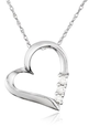 10k White Gold and Diamond Three-Stone Heart Pendant Necklace (0.1 cttw, I-J Color, I2-I3 Clarity), 18"