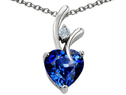 Original Star K (tm) Heart Shape 8mm Created Sapphire Pendant in .925 Sterling Silver