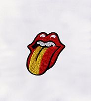 Red Lips with Tongue out Embroidery Design | EMBMall