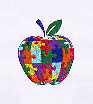Colorful Jigsaw Apple Embroidery Design | EMBMall