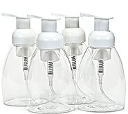 4, Clear, 8.5 oz (250 ml), Plastic Foaming Soap Dispensers, with White Pumps