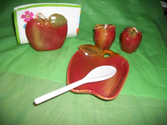 Apple Spoon Rest, Apple Salt and Pepper Shakers / Apple Napkin Holder