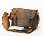 OiOi Changing Bag - The Messenger - Jungle Leather Satchel