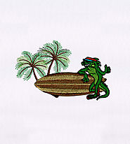 Beach Enjoying Iguana Embroidery Design | EMBMall