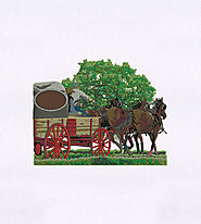 Horse Carriage and Cowboys Scenery Embroidery Design | EMBMall