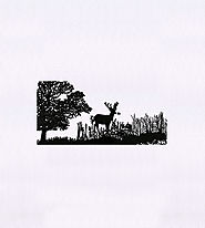 Mysterious Deer and Forest Silhouette Embroidery Design | EMBMall