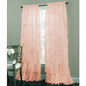 Lorraine Home Fashions Gypsy Shabby Chic Layered Ruffle Window Curtain Panel, 60 by 63-Inch, Pink