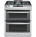 GE PGS950SEFSS Profile 30" Stainless Steel Gas Slide-In Sealed Burner Double Oven Range - Convection