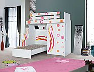 Ritzy Designer Bunk Bed: Stairs with chest of drawers, 2 door wardrobe and children's bed