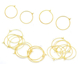 200 Gold-plated Brass, 25mm Beading Hoop, for Earrings or Beaded Wine Glass Charms Thin 24 Gauge Wire. 100 Pair