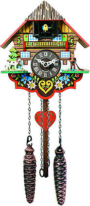 Musical Multi-Colored Quartz Cuckoo Clock - 8 Inches Tall