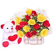Buy/Send Teddy With A Heart Online - YuvaFlowers.com