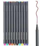Huhuhero Fineliner Color Pen Set, 0.38 mm Fine Line Drawing Pen, Porous Fine Point Markers Perfect for Coloring Book ...