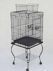Brand New Parrot Bird Cage Cages Play w/Stand 20x20x58 "Black"