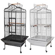 Yescom Large OpenTop Parrot Bird Cage DomeTop PlayTop Vein Black/White Finch House Pet Supply 24"W x 22"D x 61"H