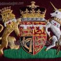 hand-embroidered Royal coat of arms - Bullion gold and silver wire - uk Royal Badges