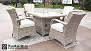 Champagne Tokyo 4 Seat Gas Fire Pit Dining Set