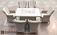Champagne Royal 6 Seat Gas Fire Pit Dining Set