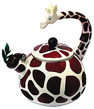 Animal Kettle 2.5 Quart Whistling Enamel on Steel Giraffe Tea Kettle