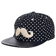 Asher Adjustable Womens/girls' Mustache Hip Hop Snapback Baseball Hat Cap (Black)