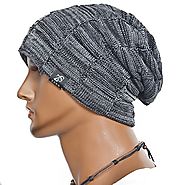 Cool Men Roll Knit Beanie Rectangular Winter Skullcap Top Hat B816 (B5816-Black(Warmer))