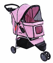 MDOG2 3-Wheel Front & Rear Entry MK0015A Pet Stroller (Pink)