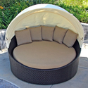 Wink Wicker Outdoor Daybed with Canopy and Sunbrella Heather Beige (5476-0000) Cushions