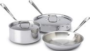 All-Clad 401599 Stainless Steel Tri-Ply Bonded Dishwasher Safe Cookware Set, 5-Piece, Silver