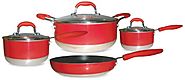 Gourmet Chef Induction Ready 7-Piece Non-Stick Cookware Set, Red