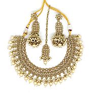Bollywood Fashion Style Traditional Indian Jewellery Wedding Style Mehndi Plated Necklace Set With Earing and Tikka -...