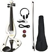 Crescent EV-WT Full Size 4/4 Electric Violin Starter Kit, White (Includes CrescentTM Digital E-Tuner)