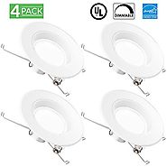 Sunco Lighting 4 Pack of 13W 5/6inch Dimmable LED Retrofit Recessed Lighting Fixture (=75W) 3000K Warm White Energy S...