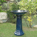 Aviatra Ceramic Birdbath in Blue Midnight- Smart Garden-Outdoor Living-Outdoor Decor-Fountains & Pumps