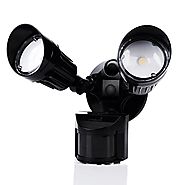 Hyperikon LED Outdoor Security Flood Light with Motion Sensor, Black, 20W (100W Equivalent) LED Motion Light, 1800lm,...