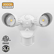 20W Dual-Head Motion-Activated LED Outdoor Security Light, Photocell Included, Newly Designed 3 Lighting Modes, 3000K...
