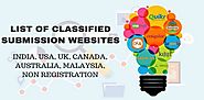 List of Classified Submission Sites India, USA, UK, Canada, Australia, Malaysia, Non Registration