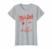 Make Me Smile Standard Heather Grey T-Shirt for Women (red print)