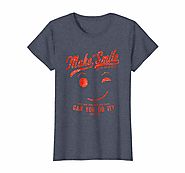 Make Me Smile Standard Heather Blue T-Shirt for Women (red print)