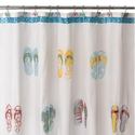 FLIP FLOP beach bath SHOWER CURTAIN Embroidered - Flip Flop Shower Hook