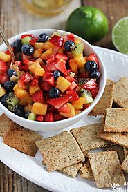 Honey Lime Fruit Salad with Homemade Cinnamon Sugar Chips - Lexi's Clean Kitchen